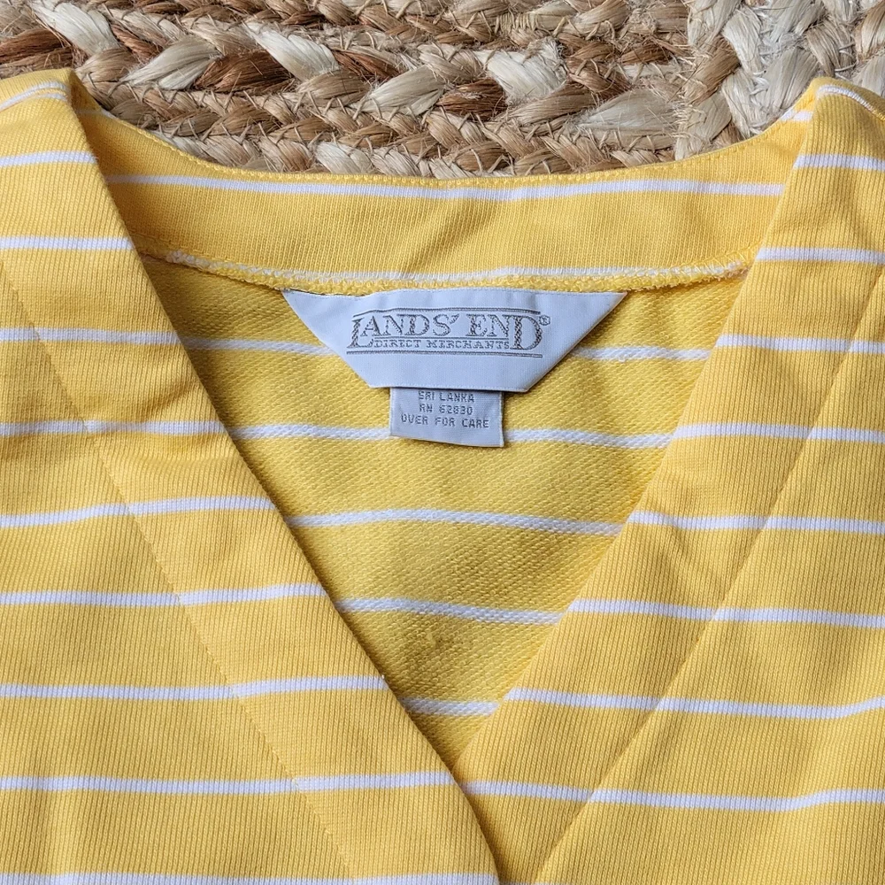 Vintage 80s-90s Lands End NWOT Yellow Striped Button Front Sweater Size Large - Picture 5 of 9